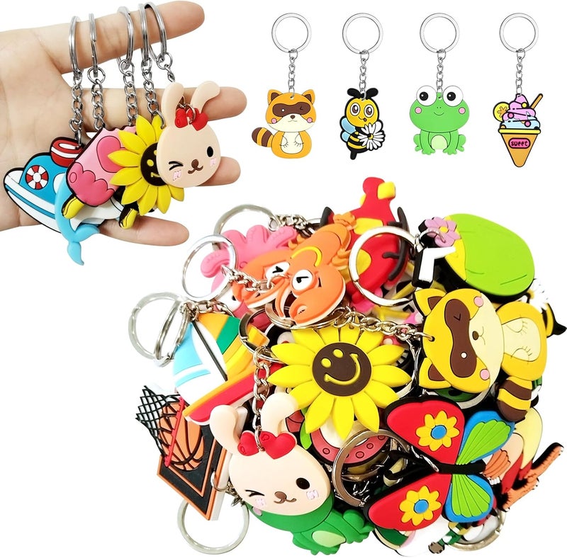 XITDW 30pcs thicken Cute Bulk Keychains,Non-Repeat Cartoon Key Chains Backpack Charms for Classroom Prizes Holiday Gifts Party Favors - Image 1